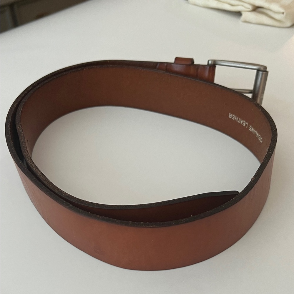 Fossil Brown Genuine Leather Belt with White Stamped Detail Size Mens 34